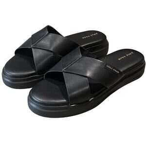 Cole Haan Women's Grandpro Rally Criss Cross Slide Sandals Size 8B in Black